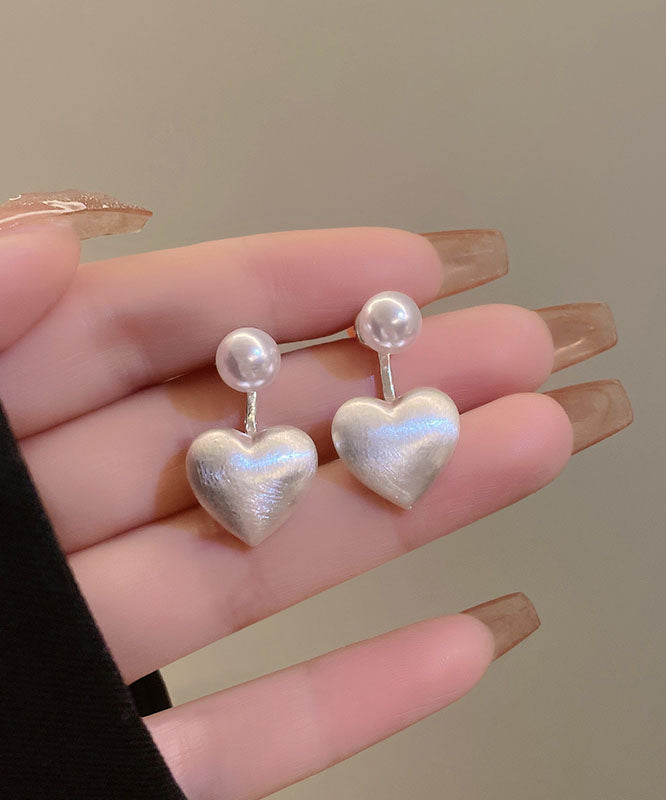 Pendientes de botón con perla de amor de aleación de oro artístico