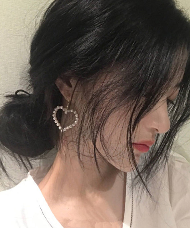 Pendientes colgantes de perlas de aleación de oro con diseño artístico