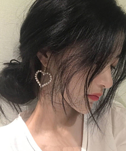 Pendientes colgantes de perlas de aleación de oro con diseño artístico