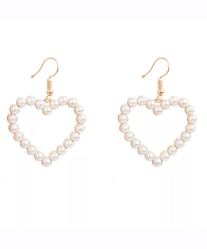 Pendientes colgantes de perlas de aleación de oro con diseño artístico