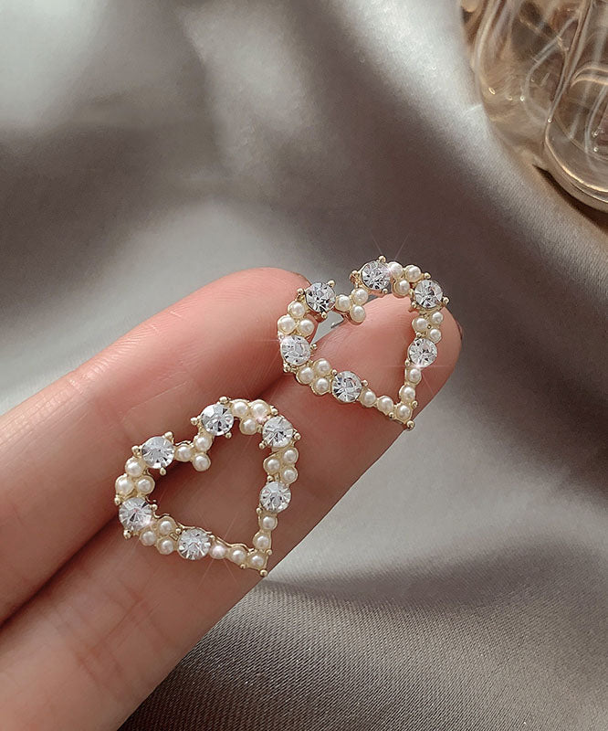 Ohrstecker Love aus Goldlegierung mit Zirkonia