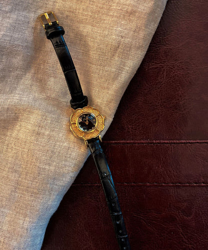 Art Gold Leather Alloy Camellia Quartz Movement Watches