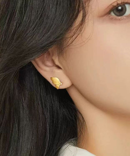 Pendientes de mariposa con sobredorado de plata de ley Art Gold