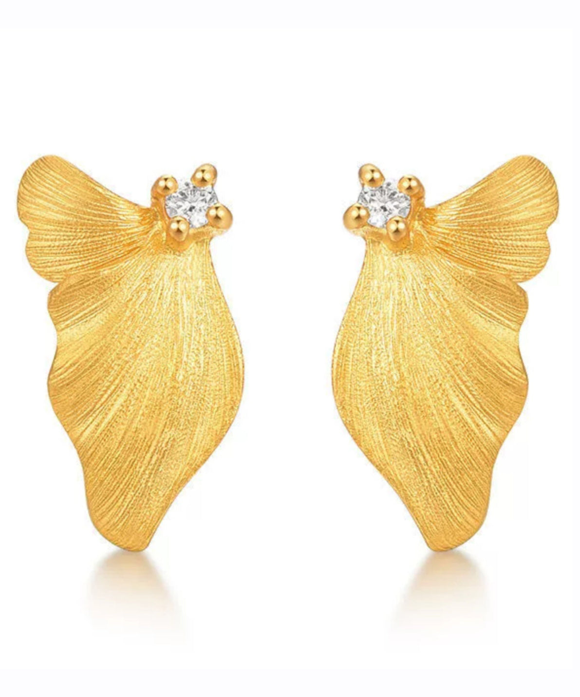 Pendientes de mariposa con sobredorado de plata de ley Art Gold