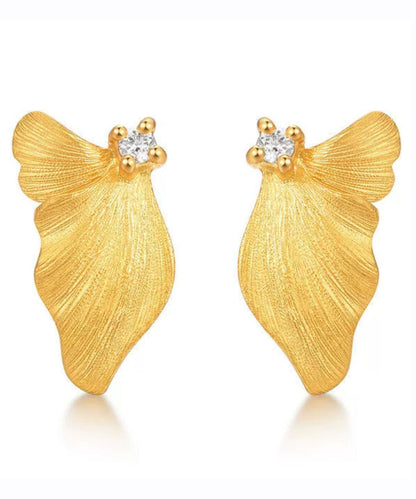 Pendientes de mariposa con sobredorado de plata de ley Art Gold