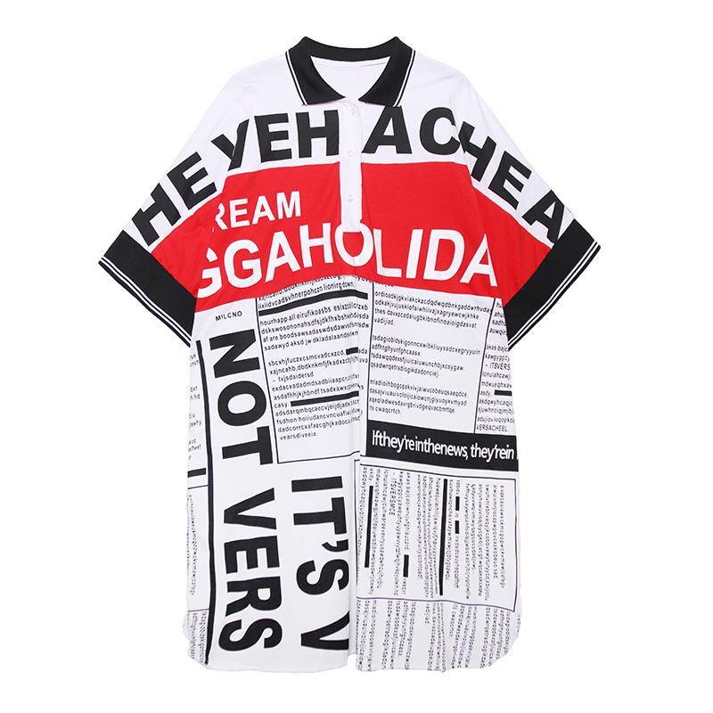 Art Graphic Patchwork Cotton Button Summer Dresses - SooLinen