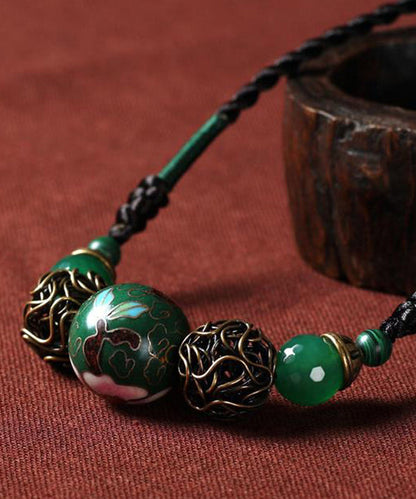Kunst Grüner Achat Malachit Cloisonné Gratuated Bead Halskette