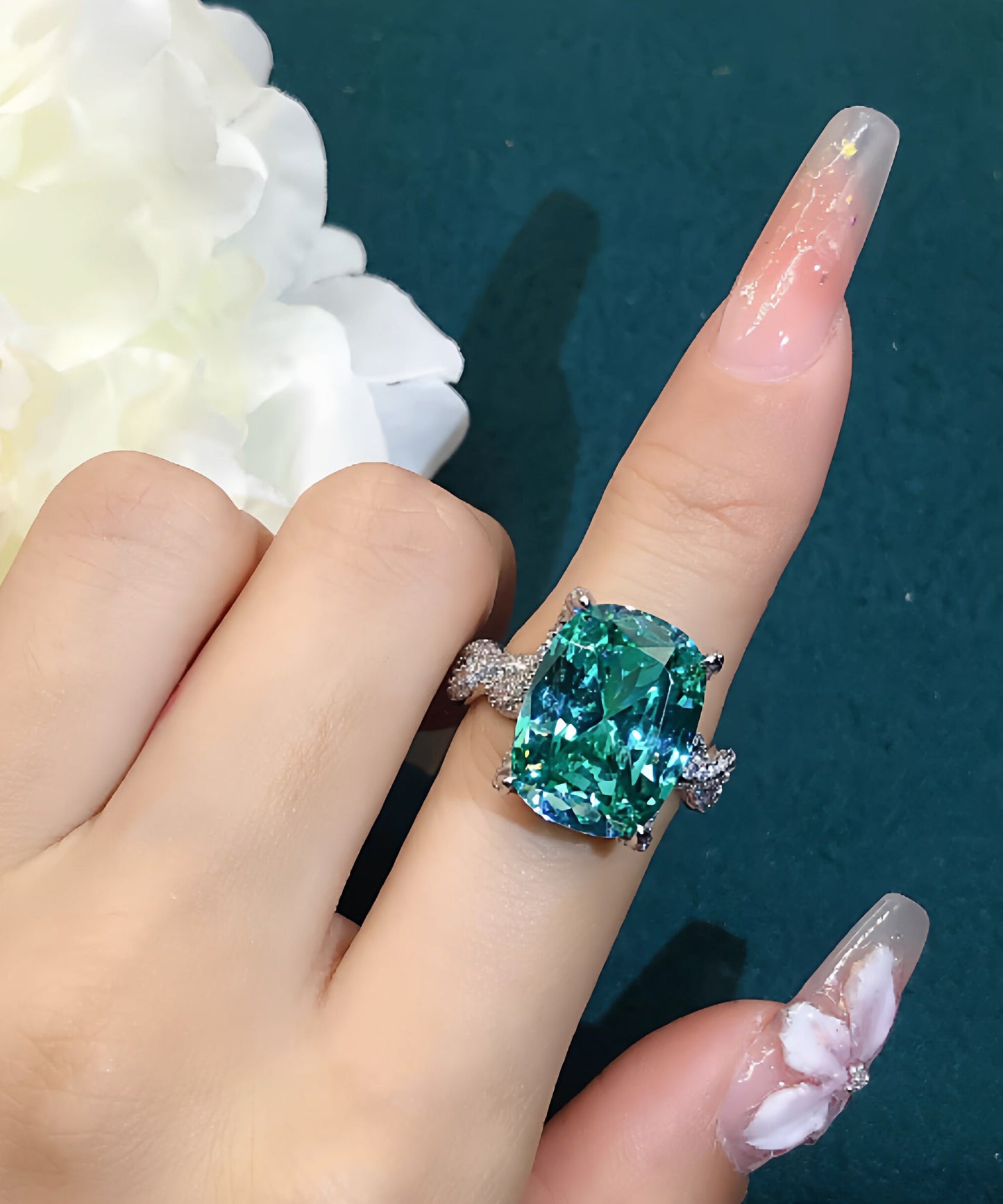 Art Green Alloy Zircon Crystal Alloy Zircon Crystal Rings