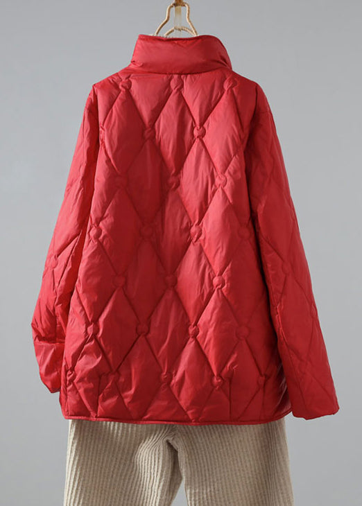 Kunstgrüner Stehkragen-Daunenmantel mit chinesischen Knöpfen, Taschen und Entendaunenfüllung für den Winter