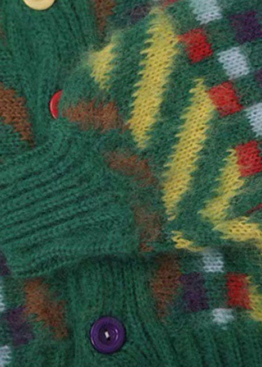 Kunst Grün retro Button Niedlich Herbst Strickpullover