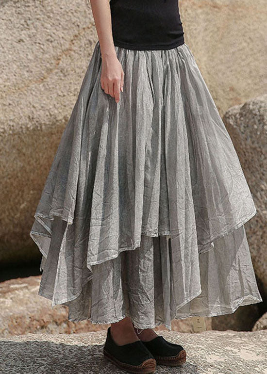 Art Grey Asymmetrische Taschen Baumwolle Rock Frühling