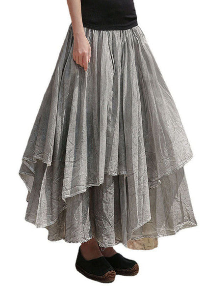 Art Grey Asymmetrische Taschen Baumwolle Rock Frühling