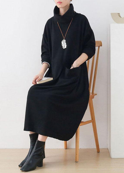 Art Grey Pockets Patchwork Fall Long Sleeve Robe Dresses - SooLinen