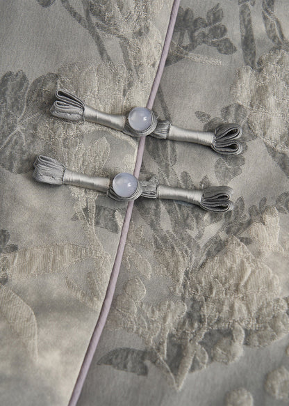 Chalecos gruesos de plumas con estampado de patchwork en gris artístico para invierno