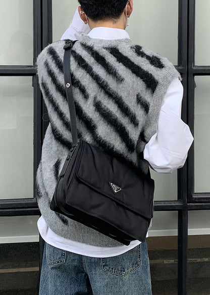 Art Grey V Neck Striped Knit Mens Vest Sleeveless
