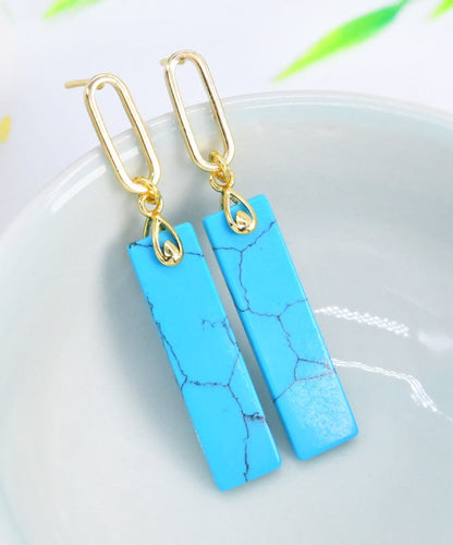 Pendientes colgantes de turquesa dorada en plata de ley verde claro