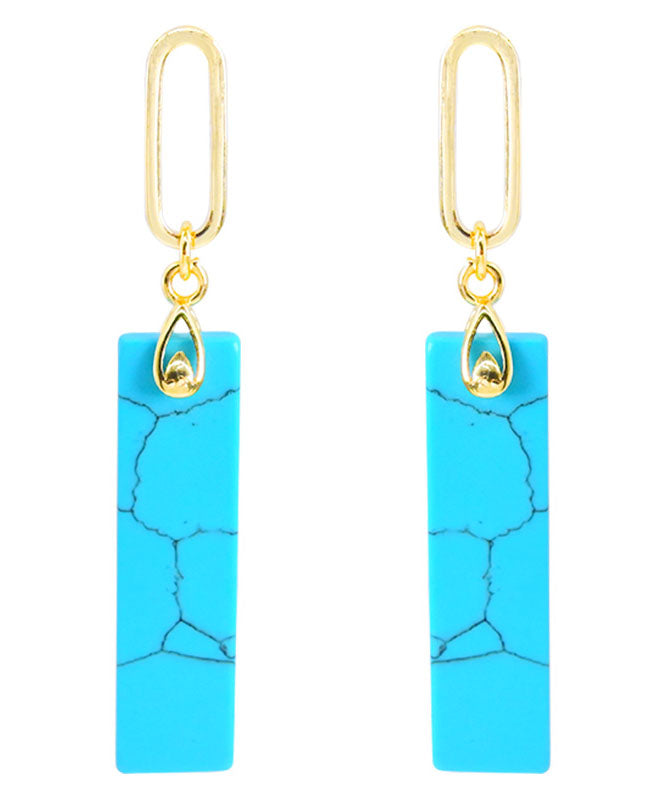 Pendientes colgantes de turquesa dorada en plata de ley verde claro