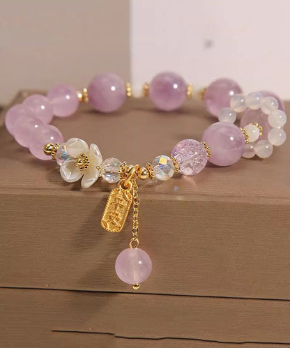Art Light Lila Kristall Chalcedon Blumen Quaste Charm Armband