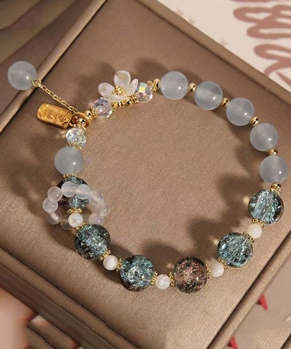 Art Light Lila Kristall Chalcedon Blumen Quaste Charm Armband