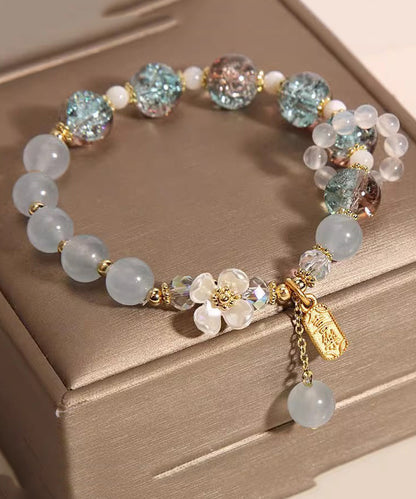 Art Light Lila Kristall Chalcedon Blumen Quaste Charm Armband