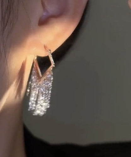 Kunst Metall Zirkon Quaste Tropfen Ohrringe