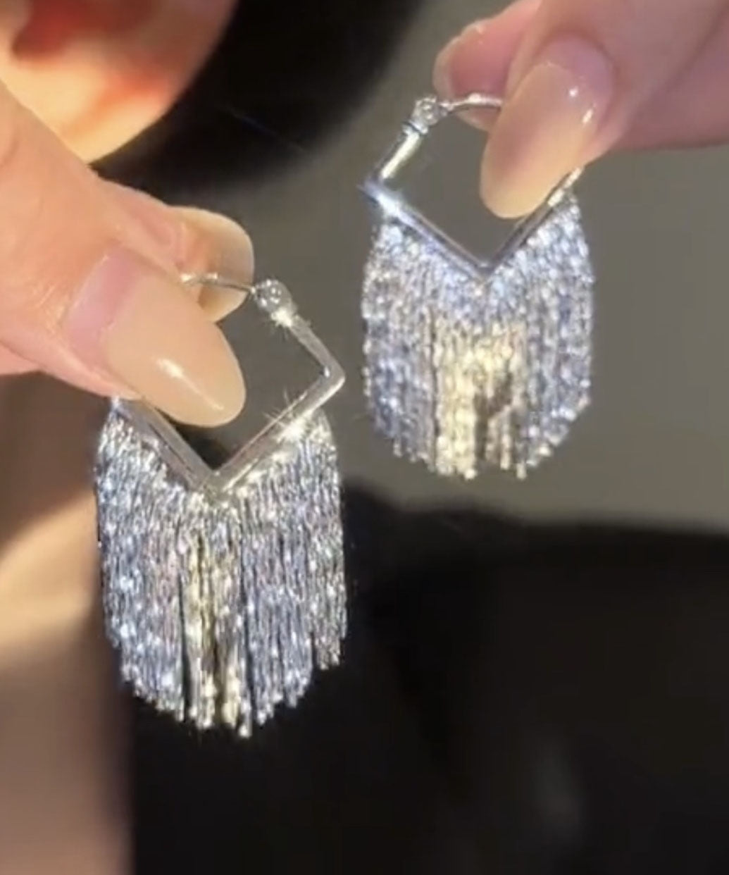 Kunst Metall Zirkon Quaste Tropfen Ohrringe