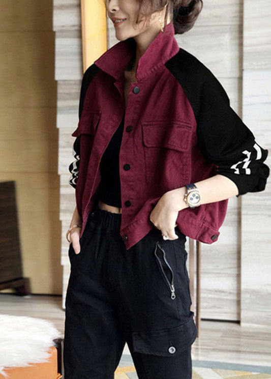 Art Mulberry Patchwork Schwarz Taschen Knopf Herbst Denim Mantel Langarm