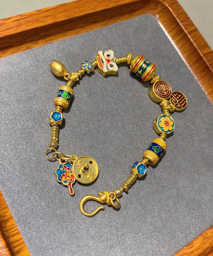 Art Multicolor Sterling Silber Overgilt Cloisonné Emaille Charm Armband