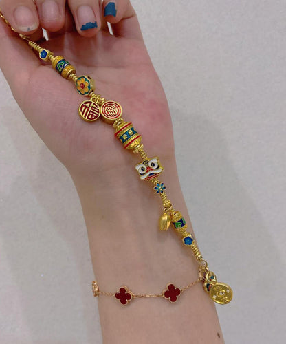 Art Multicolor Sterling Silber Overgilt Cloisonné Emaille Charm Armband