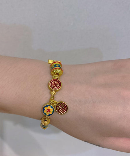 Art Multicolor Sterling Silber Overgilt Cloisonné Emaille Charm Armband