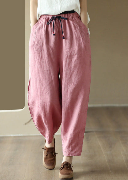 Art Navy Taschen Bestickte Patchwork Leinenhose Sommer