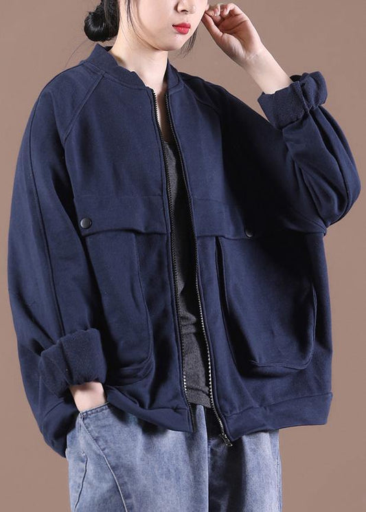 Art Navy zippered Spring Jacket - SooLinen