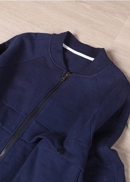 Art Navy zippered Spring Jacket - SooLinen