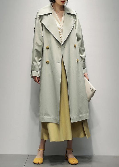 Art Notched pockets Plus Size tunic coats light green Knee coat - SooLinen