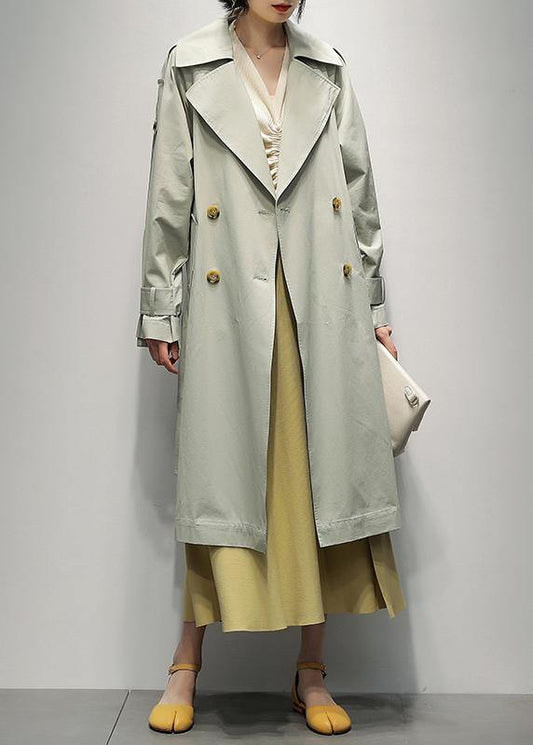 Art Notched pockets Plus Size tunic coats light green Knee coat - SooLinen