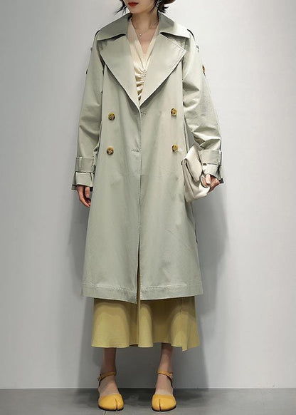 Art Notched pockets Plus Size tunic coats light green Knee coat - SooLinen