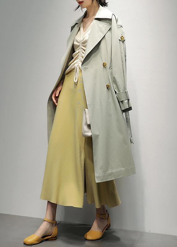 Art Notched pockets Plus Size tunic coats light green Knee coat - SooLinen