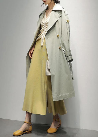 Art Notched pockets Plus Size tunic coats light green Knee coat - SooLinen