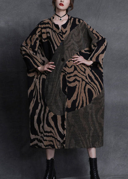 Art Orange Patchwork Button Mode Herbst Wollmäntel