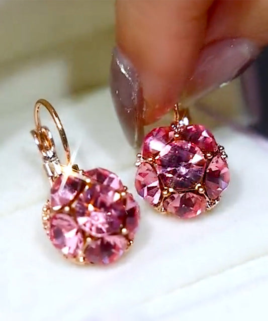 Pendientes de aro con circonitas doradas de cobre rosa