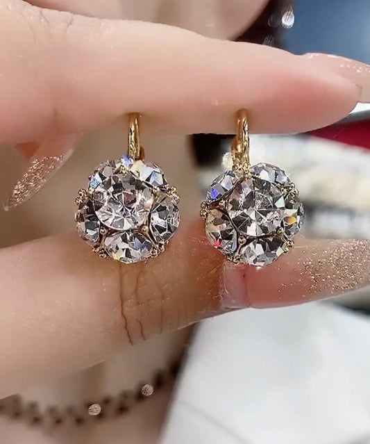 Pendientes de aro con circonitas doradas de cobre rosa