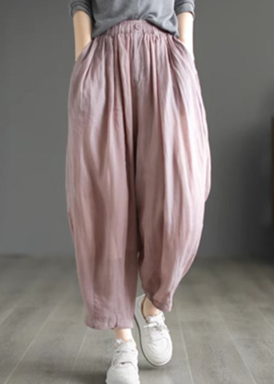 Pantalones cortos de ramio con cintura elástica de color rosa Art