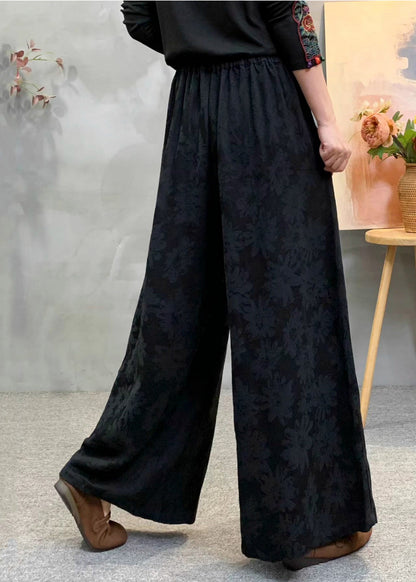 Art Pink Embroidered Jacquard Cotton Straight Pants Spring