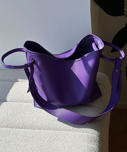 Art Purple Faux Leather Versatile Tote Bag