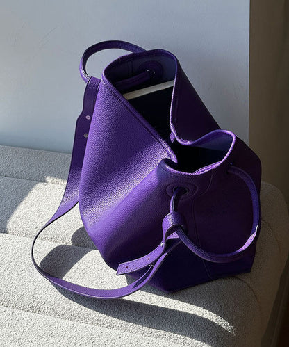 Art Purple Faux Leather Versatile Tote Bag