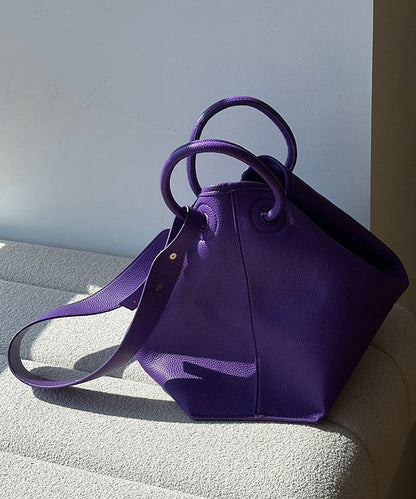 Art Purple Faux Leather Versatile Tote Bag