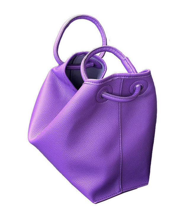 Art Purple Faux Leather Versatile Tote Bag