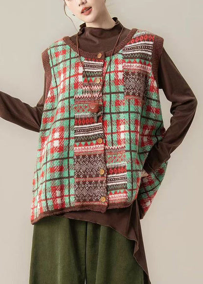 Chalecos de punto de gran tamaño con estampado morado artístico para invierno