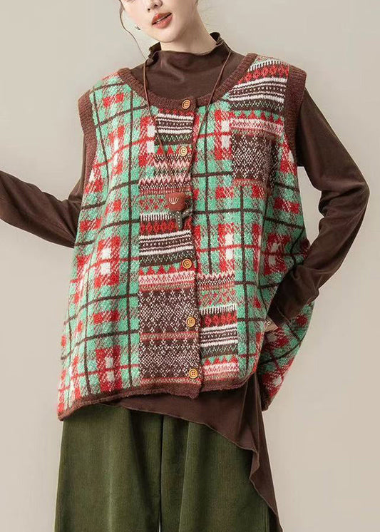 Chalecos de punto de gran tamaño con estampado morado artístico para invierno