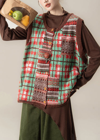 Chalecos de punto de gran tamaño con estampado morado artístico para invierno